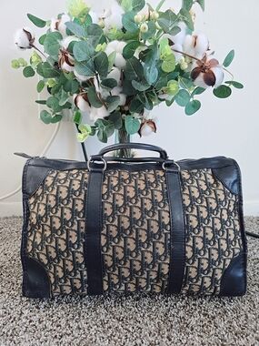 Dior Beige and Black Monogram Duffel Bag